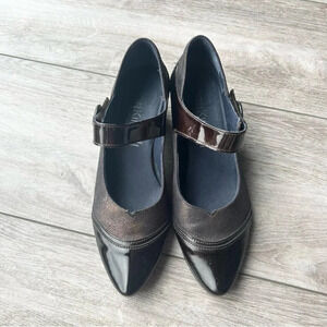 DORKING FLUCHOS Patent Leather Metallic Leather Mixed Mary Jane Shoes